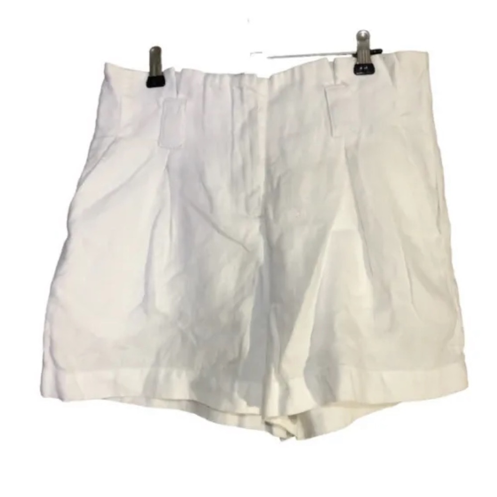 L’agence Hillary Paperbag Linen Shorts Blanc White